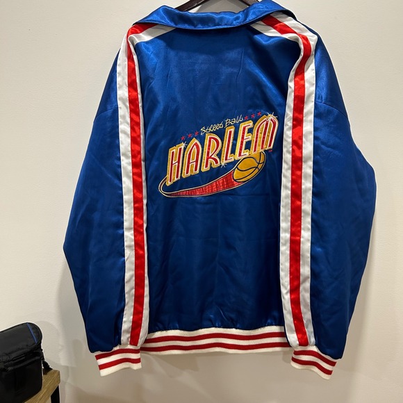 Steve & Barry's Other - Harlem School Ball Basketball Satin Jacket Full Zip Blue Red White XXL‎
